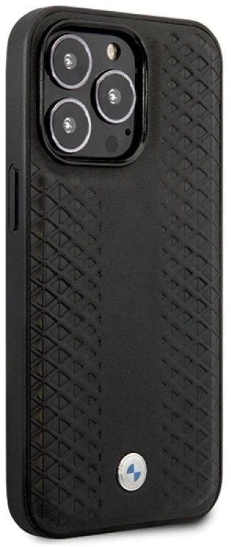 Dėklas BMW BMHCP14L22RFGK Apple iPhone 14 Pro 6.1″ juodos spalvos Leather Diamond Pattern
