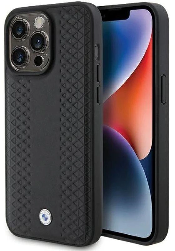 BMW odinis deimantinio rašto dėklas, skirtas iPhone 15 Pro – yra