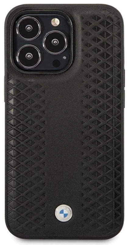 Dėklas BMW BMHCP14L22RFGK Apple iPhone 14 Pro 6.1″ juodos spalvos Leather Diamond Pattern