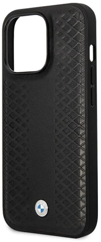 Dėklas BMW BMHCP14L22RFGK Apple iPhone 14 Pro 6.1″ juodos spalvos Leather Diamond Pattern