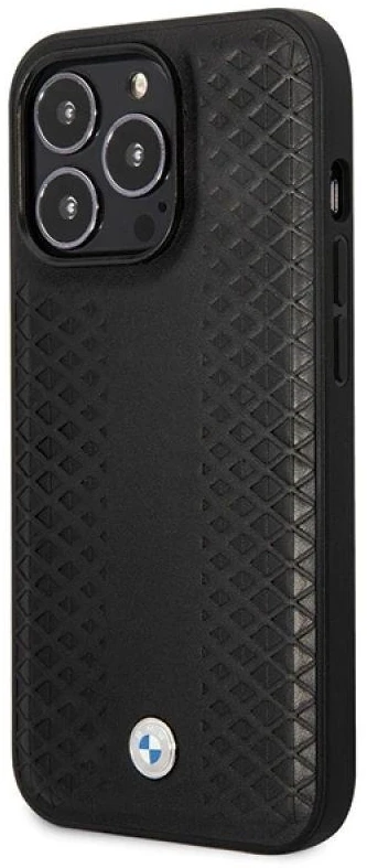 Dėklas BMW BMHCP14L22RFGK Apple iPhone 14 Pro 6.1″ juodos spalvos Leather Diamond Pattern