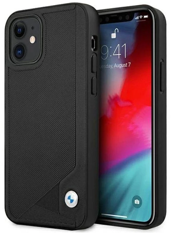 Apple iPhone 12 Mini BMW dėklas odinis Deboss (BMHCP12SRCDPK) juodos spalvos