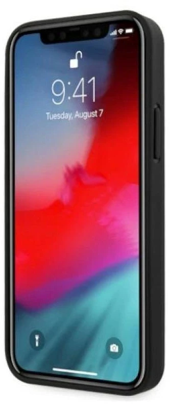 BMW BMHCP12MRCDPK Apple iPhone 12 / 12 Pro 6,1″ juodos spalvos kietas dėklas Leather Deboss