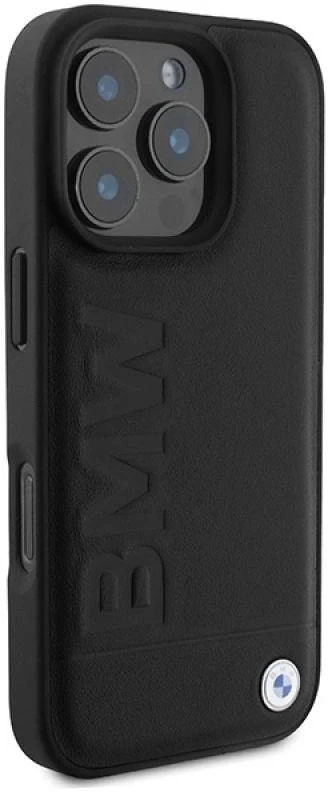 BMW Leather Hot Stamp Apple iPhone 16 Pro Max - dėklas telefonui juodos spalvos