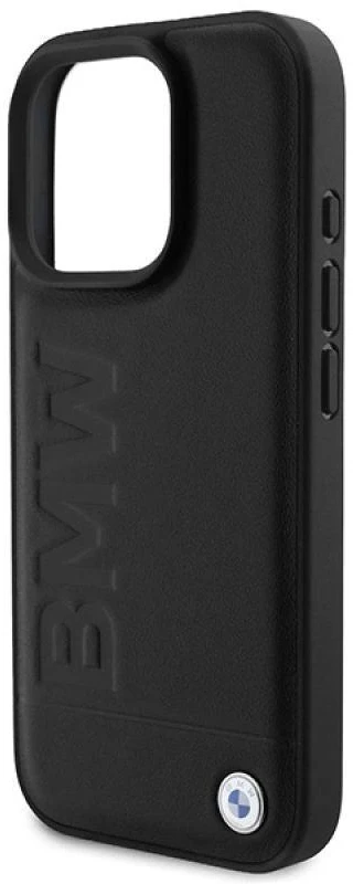 BMW BMHMP16XSLLBK Apple iPhone 16 Pro Max 6.9″ juodos spalvos kietas dėklas Leather Hot Stamp MagSafe