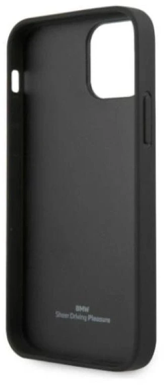 BMW BMHCP12MRSCSK Apple iPhone 12 / 12 Pro 6,1″ juodos spalvos kietas dėklas Leather Perforate Sides