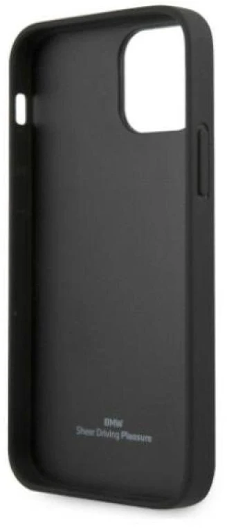 BMW BMHCP12LRCDPK Apple iPhone 12 Pro Max 6,7″ juodos spalvos kietas dėklas Leather Deboss