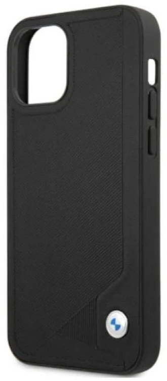 BMW BMHCP12LRCDPK Apple iPhone 12 Pro Max 6,7″ juodos spalvos kietas dėklas Leather Deboss