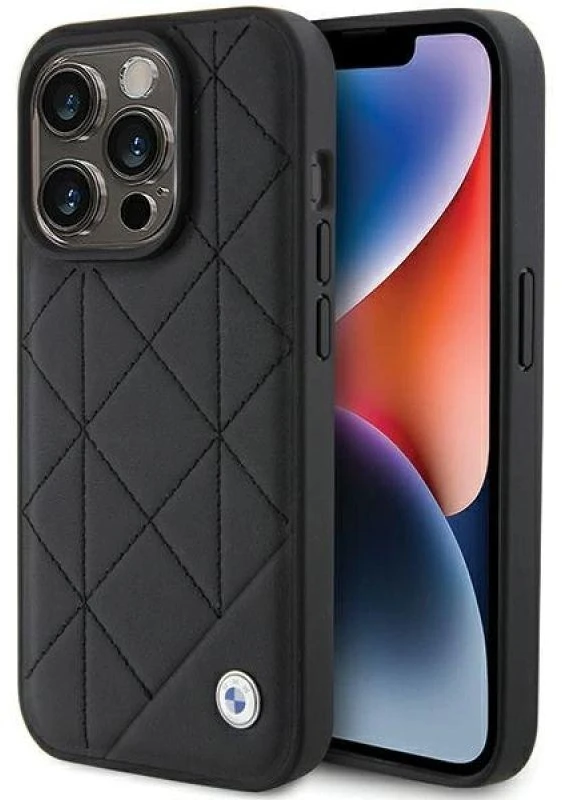 BMW Odinis dygsniuotas dėklas iPhone 15 Pro Max - juodas