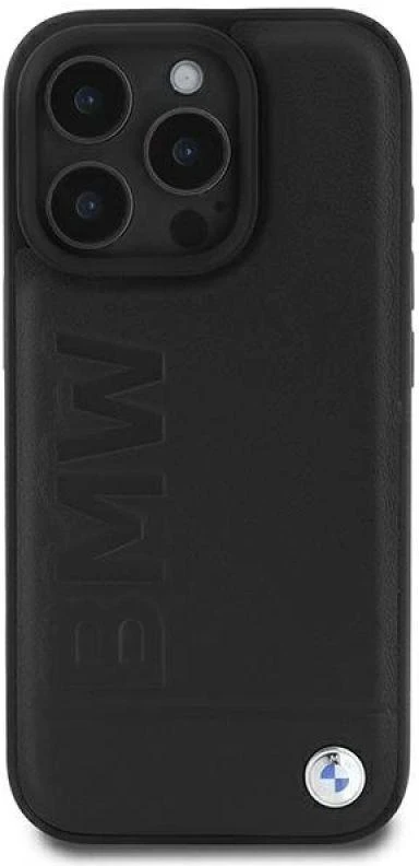 BMW BMHCP16LSLLBK Apple iPhone 16 Pro 6.3″ juodos spalvos kietas dėklas Leather Hot Stamp