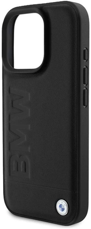 BMW BMHCP16LSLLBK Apple iPhone 16 Pro 6.3″ juodos spalvos kietas dėklas Leather Hot Stamp