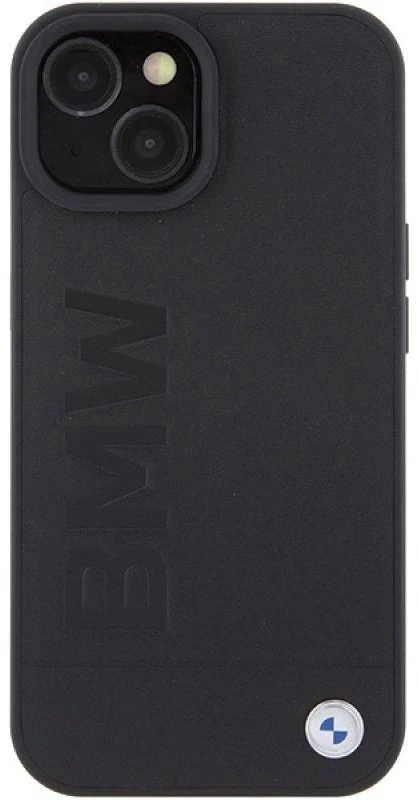 Dėklas BMW BMHCP15SSLLBK Apple iPhone 15 14 13 6.1″ juodos spalvos Leather Hot Stamp