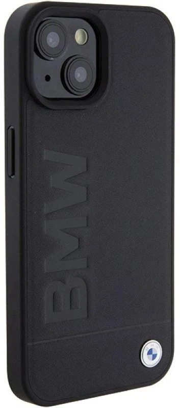 Dėklas BMW BMHCP15MSLLBK Apple iPhone 15 Plus 14 Plus 6.7″ juodos spalvos Leather Hot Stamp