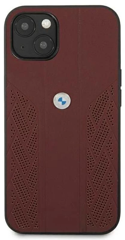 BMW BMHCP13SRS PPR dėklas Apple iPhone 13 mini 5.4″ red kietas dėklas Leather Curve Perforate