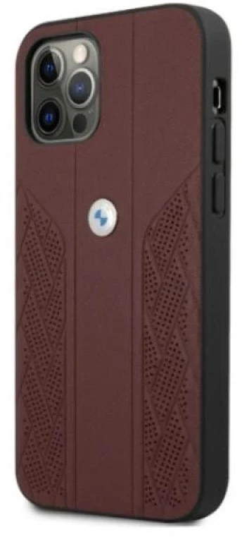 BMW BMHCP12LRSPPR Apple iPhone 12 Pro Max 6,7″ red kietas dėklas Leather Curve Perforate