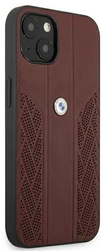 BMW BMHCP13SRS PPR dėklas Apple iPhone 13 mini 5.4″ red kietas dėklas Leather Curve Perforate