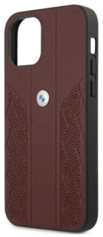 BMW BMHCP12LRSPPR Apple iPhone 12 Pro Max 6,7″ red kietas dėklas Leather Curve Perforate