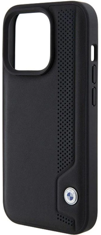 Dėklas BMW BMHCP15X22RBDK Apple iPhone 15 Pro Max 6.1″ juodos spalvos kietas dėklas Leather Mėlyna Dots