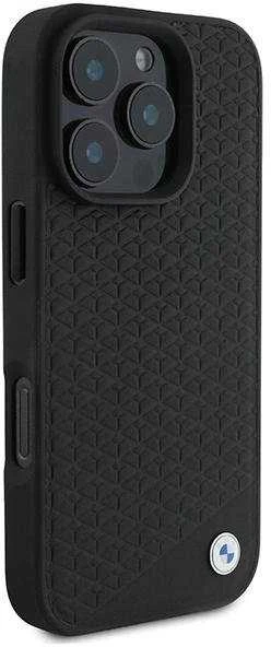 BMW BMHMP16X23RDDK Apple iPhone 16 Pro Max 6.9″ juodos spalvos kietas dėklas Sign Leather Diamond Metal Logo MagSa