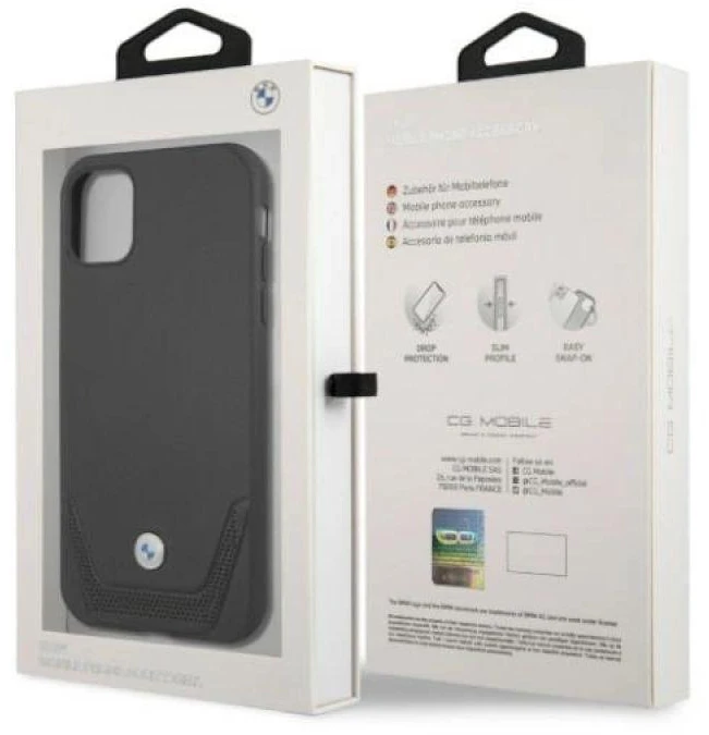 Apple iPhone 11 BMW dėklas odinis Perforate (BMHCN61RSWPK) juodos spalvos