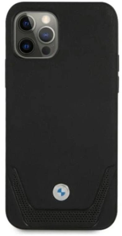 BMW BMHCP12MRSWPK iPhone 12 / 12 Pro 6,1″ juodos spalvos kietas dėklas Leather Perforate