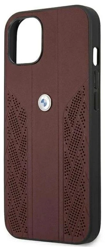 BMW BMHCP13MRSPPR Apple iPhone 13 / 14 / 15 6,1″ red kietas dėklas Leather Curve Perforate