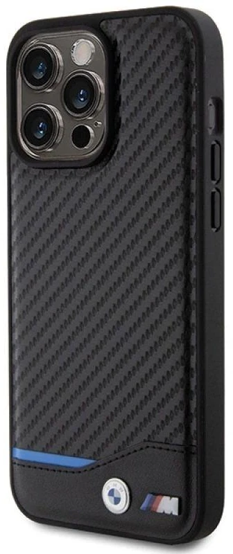 Dėklas BMW BMHCP15X22NBCK Apple iPhone 15 Pro Max 6.7″ juodos spalvos Leather Carbon