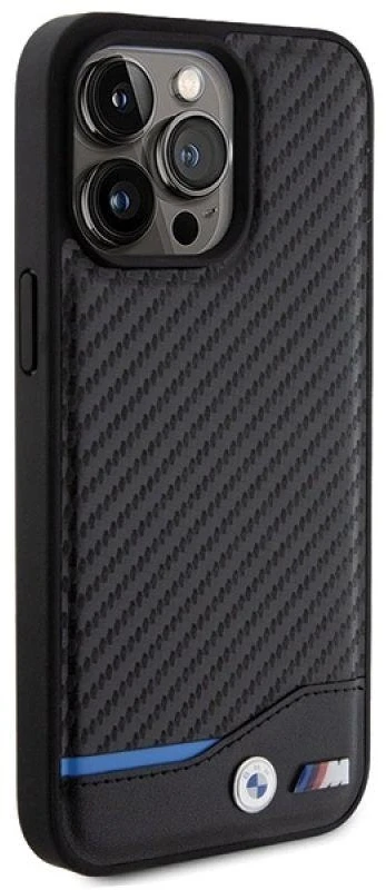 Dėklas BMW BMHCP15X22NBCK Apple iPhone 15 Pro Max 6.7″ juodos spalvos Leather Carbon