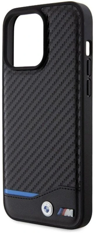 Dėklas BMW BMHCP15X22NBCK Apple iPhone 15 Pro Max 6.7″ juodos spalvos Leather Carbon