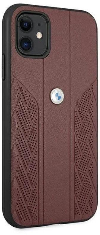 BMW BMHCN61RSPPR Apple iPhone 11 / Xr 6.1″ red kietas dėklas Leather Curve Perforate