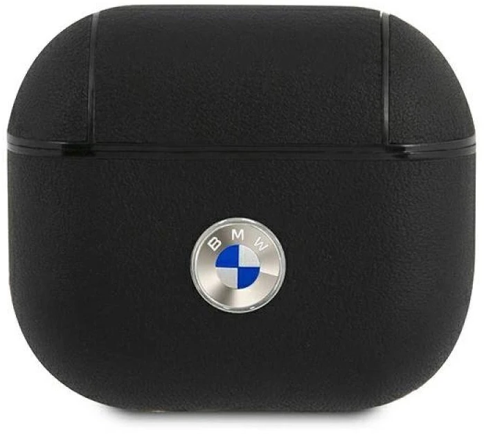 BMW BMA3SSLBK AirPods 3 dėklas juodos spalvos Geniune Leather sidabro spalvos Logo