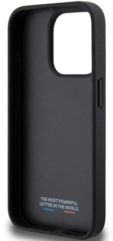 Dėklas BMW BMHCP15L23 PUPVK Apple iPhone 15 Pro 6.1″ juodos spalvos kietas dėklas Perforated Tricolor Line