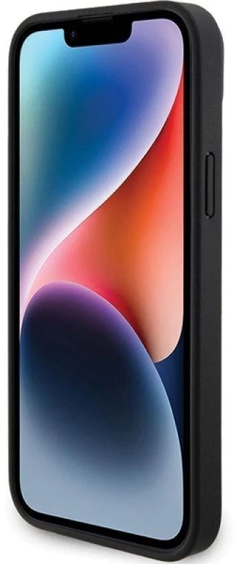 Dėklas BMW BMHCP15M23 PUPVK Apple iPhone 15 Plus 14 Plus 6.7″ juodos spalvos kietas dėklas Perforated Tricolor Line