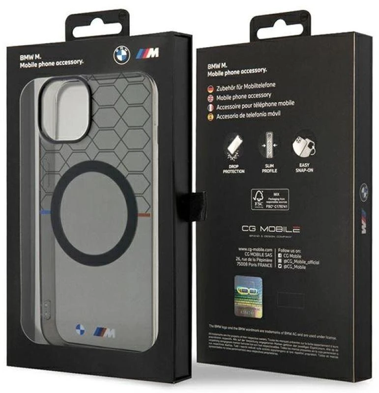 BMW BMHMP14MHGPK Apple iPhone 14 Plus / 15 Plus 6.7″ Pilkas Pattern MagSafe Dėklas