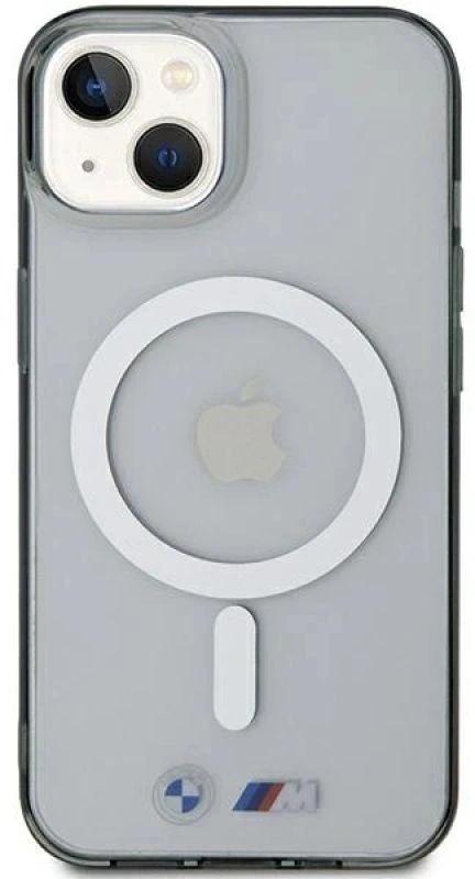 BMW BMHMP15SHCRS Apple iPhone 15 / 14 / 13 6.1" skaidrus dėklas hardcase Sidabrinis Ring MagSafe
