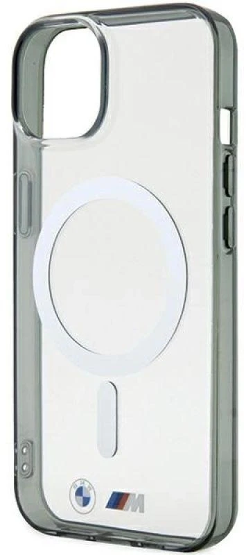 BMW BMHMP15SHCRS Apple iPhone 15 / 14 / 13 6.1" skaidrus dėklas hardcase Sidabrinis Ring MagSafe