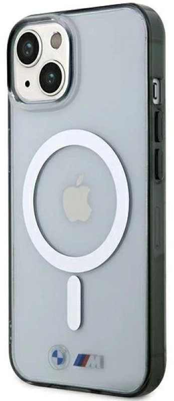 BMW BMHMP15SHCRS Apple iPhone 15 / 14 / 13 6.1" skaidrus dėklas hardcase Sidabrinis Ring MagSafe