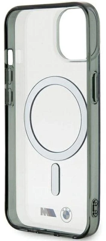BMW BMHMP15SHCRS Apple iPhone 15 / 14 / 13 6.1" skaidrus dėklas hardcase Sidabrinis Ring MagSafe