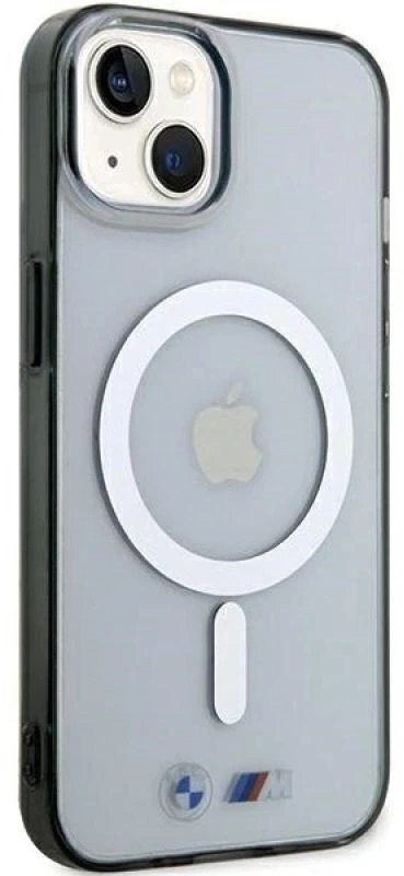 BMW BMHMP15SHCRS Apple iPhone 15 / 14 / 13 6.1" skaidrus dėklas hardcase Sidabrinis Ring MagSafe