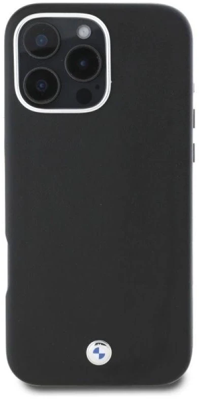BMW BMHMP16L23 PUFWK Apple iPhone 16 Pro 6.3″ juodos spalvos kietas dėklas Sign Full Wrapped Metal MagSafe