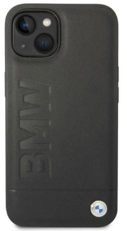 BMW BMHMP14MSLLBK Apple iPhone 14 Plus / 15 Plus 6,7″ juodos spalvos kietas dėklas Signature Logo Imprint Mag