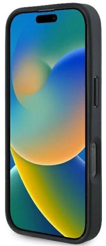 BMW BMHMP16L23RTPK Apple iPhone 16 Pro 6.3″ juodos spalvos kietas dėklas Sign Leather Half Textured And Circle Mag