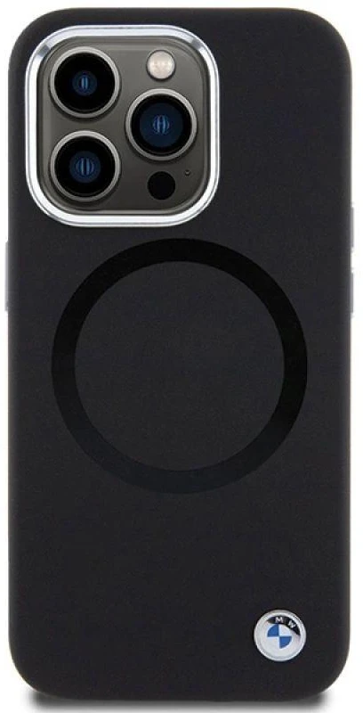 Dėklas BMW BMHMP15XSILBK2 Apple iPhone 15 Pro Max 6.7″ juodos spalvos Signature Liquid Silicone MagSafe