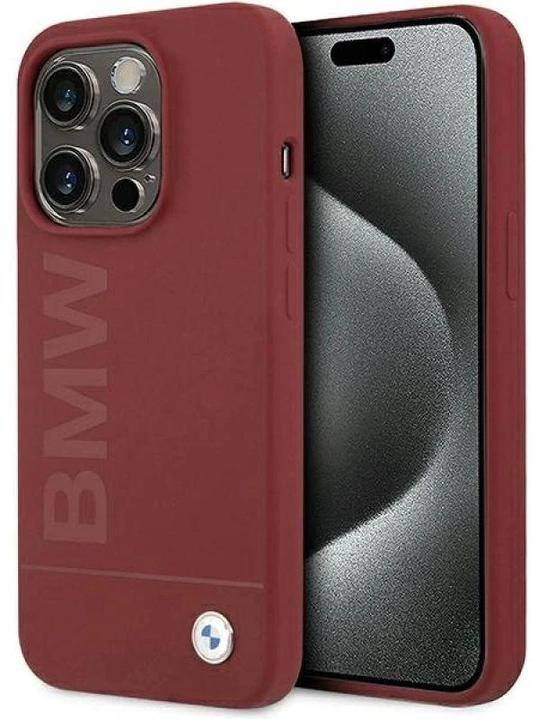Apple iPhone 15 Pro BMW dėklas silikoninis Big Logo MagSafe (BMHMP15LSLBLRE) raudonos spalvos