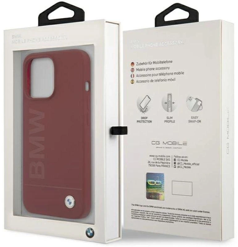 Apple iPhone 15 Pro BMW dėklas silikoninis Big Logo MagSafe (BMHMP15LSLBLRE) raudonos spalvos