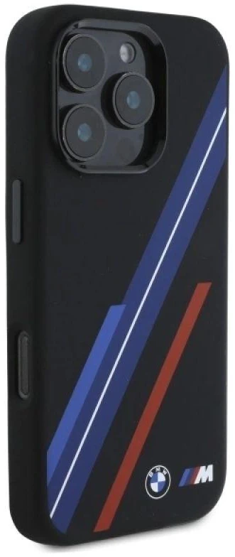 BMW BMHMP16X23SSPK Apple iPhone 16 Pro Max 6.9″ juodos spalvos kietas dėklas Silicone Random Lines MagSafe