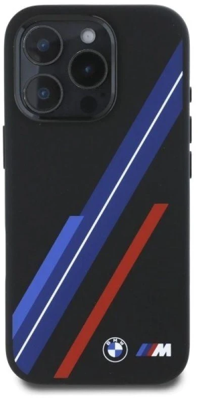 BMW BMHMP16X23SSPK Apple iPhone 16 Pro Max 6.9″ juodos spalvos kietas dėklas Silicone Random Lines MagSafe