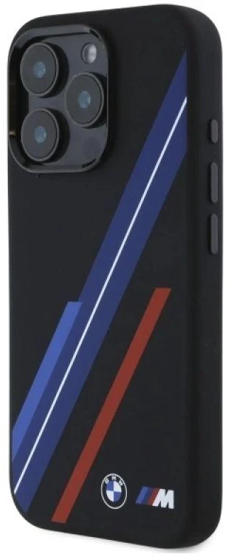 BMW BMHMP16X23SSPK Apple iPhone 16 Pro Max 6.9″ juodos spalvos kietas dėklas Silicone Random Lines MagSafe