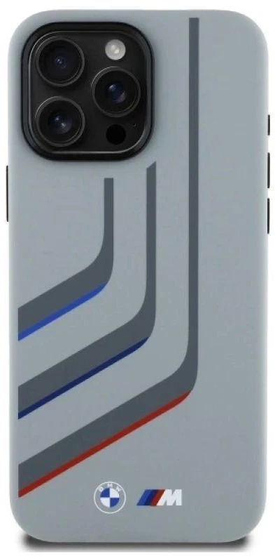 BMW BMHMP16X23SLIG Apple iPhone 16 Pro Max 6.9" dėklas telefonui pilkos spalvos Silikoninis Turning Lines MagSafe