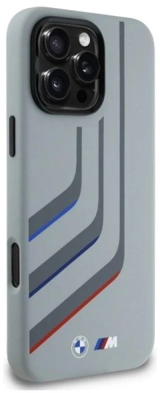 BMW BMHMP16X23SLIG Apple iPhone 16 Pro Max 6.9" dėklas telefonui pilkos spalvos Silikoninis Turning Lines MagSafe